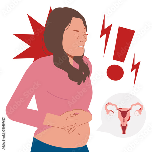 endometriosis cramps endo belly in flat illustration
