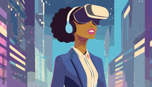 Woman listening to music in the city