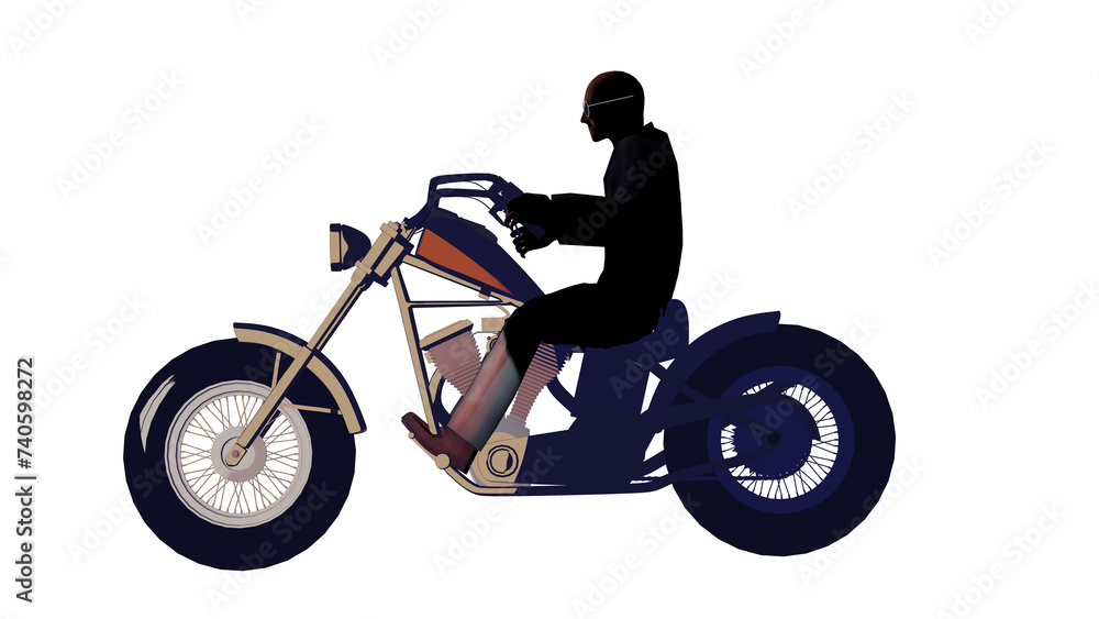 Motorcycle old school chopper machine 3d illustration render PNG Motorcycle old school chopper machine 3d illustration render PNG