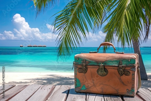 suitcase on beach