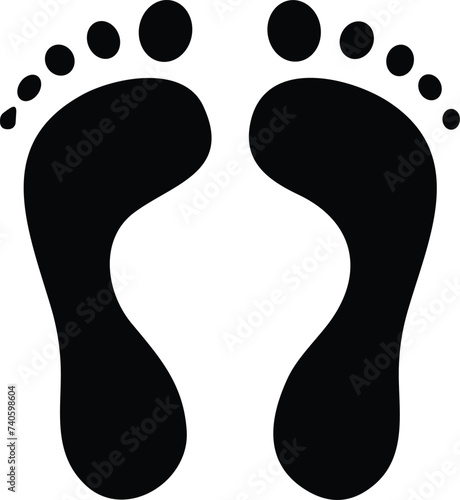 Footprint human silhouette vector. Shoe sole print. Foot print tread, sneaker. Impression icon barefoot Footsteps female photo
