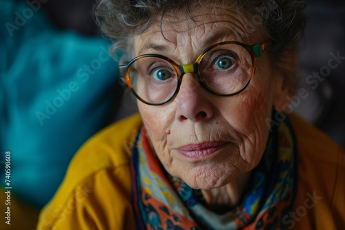 Portrait d'une vieille femme aux vêtements colorés » IA générative