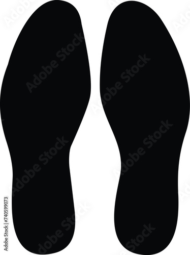 Footprint human silhouette vector. Shoe sole print. Foot print tread, boots, sneakers. Impression icon barefoot Footsteps man and person photo