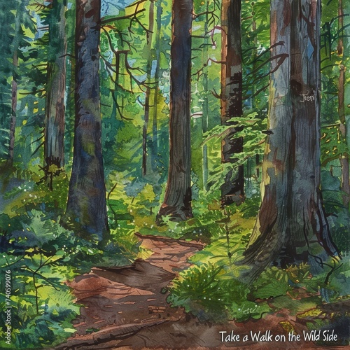 Nature Walks and Hikes - A trail in a verdant forest inviting people to reconnect with nature.  Take a Walk on the Wild Side  to encourage exploration.