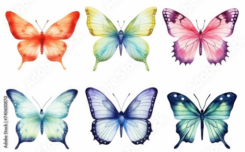 Watercolor Whimsy: A Delicate Dance of Diverse Butterflies, Generative AI © Gelpi