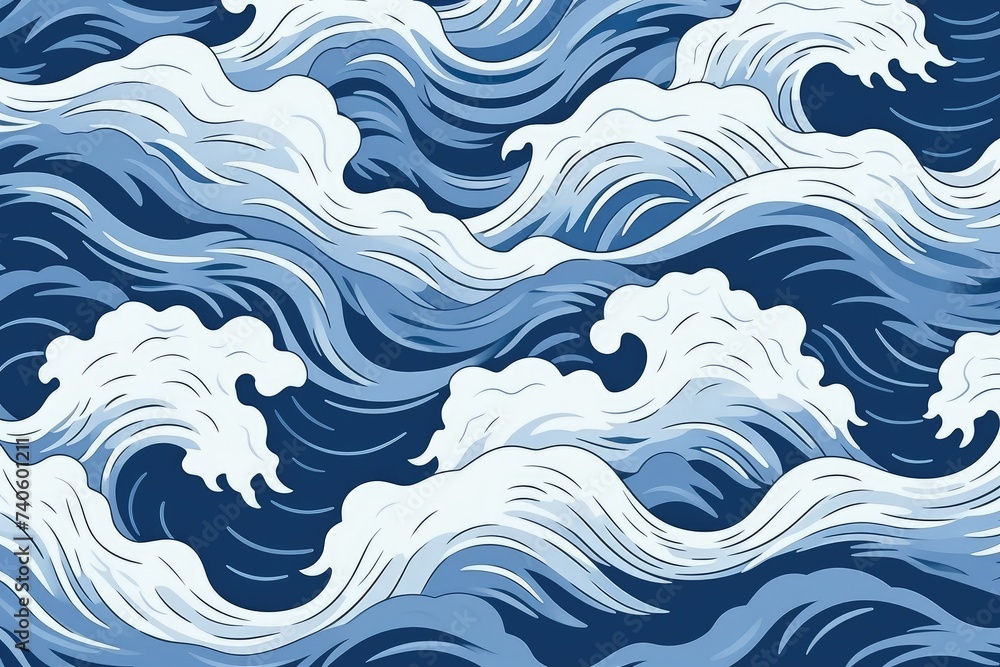 Sleek Wavy Elegance: Abstract Blue and White Oceanic Patterns - Generative AI Sleek Wavy Elegance: Abstract Blue and White Oceanic Patterns - Generative AI