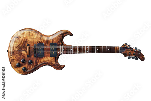 A mockup of a guitar isolated on transparent background, png format