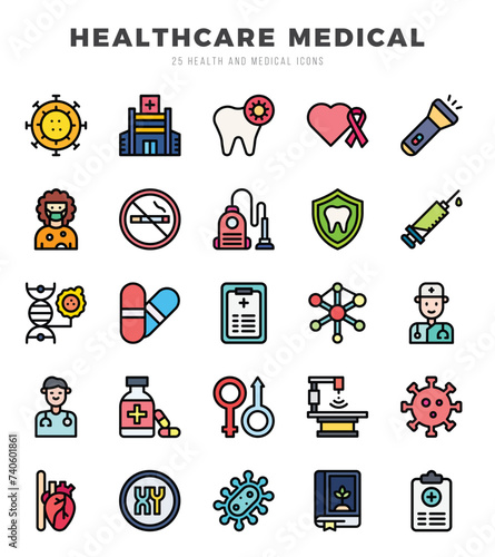 HEALTHCARE MEDICAL elements. Lineal Color web icon set. Simple vector illustration.