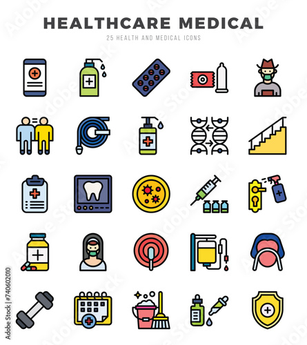 Set of HEALTHCARE MEDICAL Icons. Simple line art style icons pack.for website and mobile site and apps.