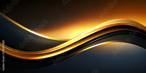 Abstract Golden Wave Design Wallpaper with Light Orange and Blue Illustration Flow Template Background