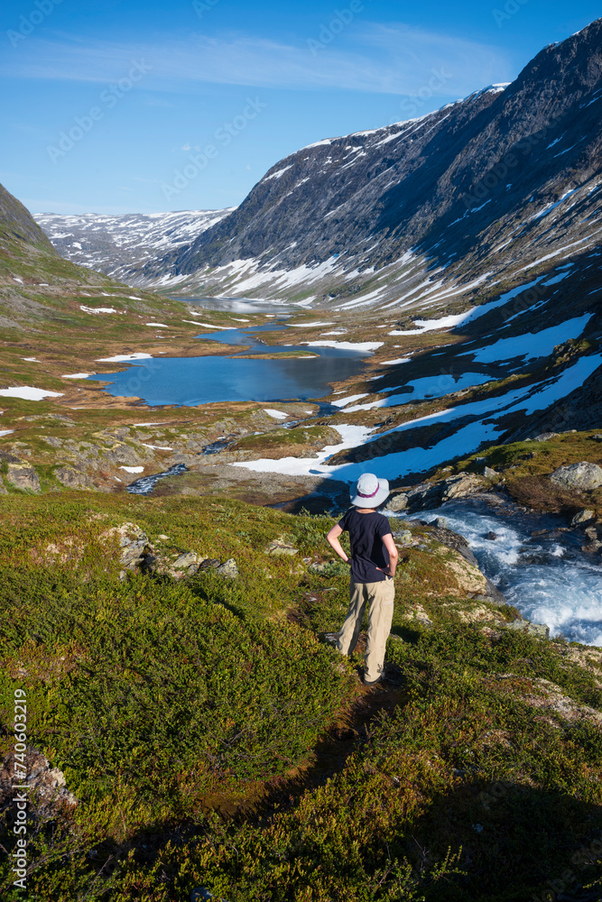 The snow capped Breiddalen Valley at Jotunheimen National Park in Norway,