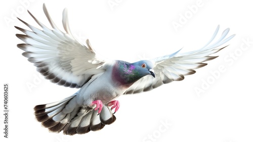 A pigeon flies with open wings © cherezoff