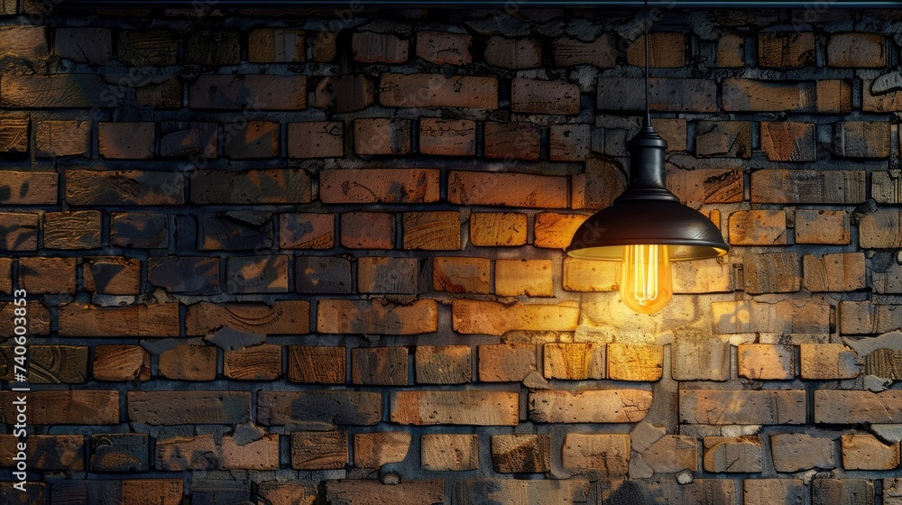 brick wall with sharp focus, textured background, and dim lighting - obrazy, fototapety, plakaty 