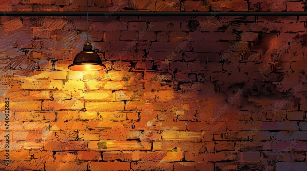 brick wall with sharp focus, textured background, and dim lighting - obrazy, fototapety, plakaty 