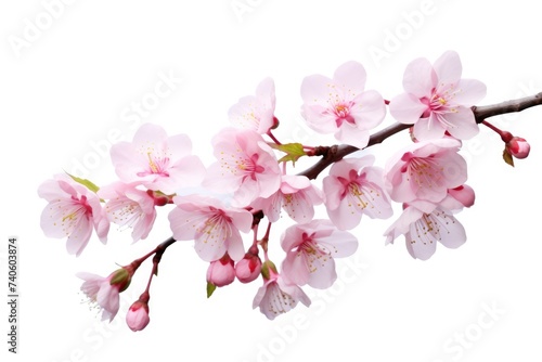 Cherry Tree Branch in Bloom. Close up of Pink Cherry Blossoms on Tree Branch in Spring Nature