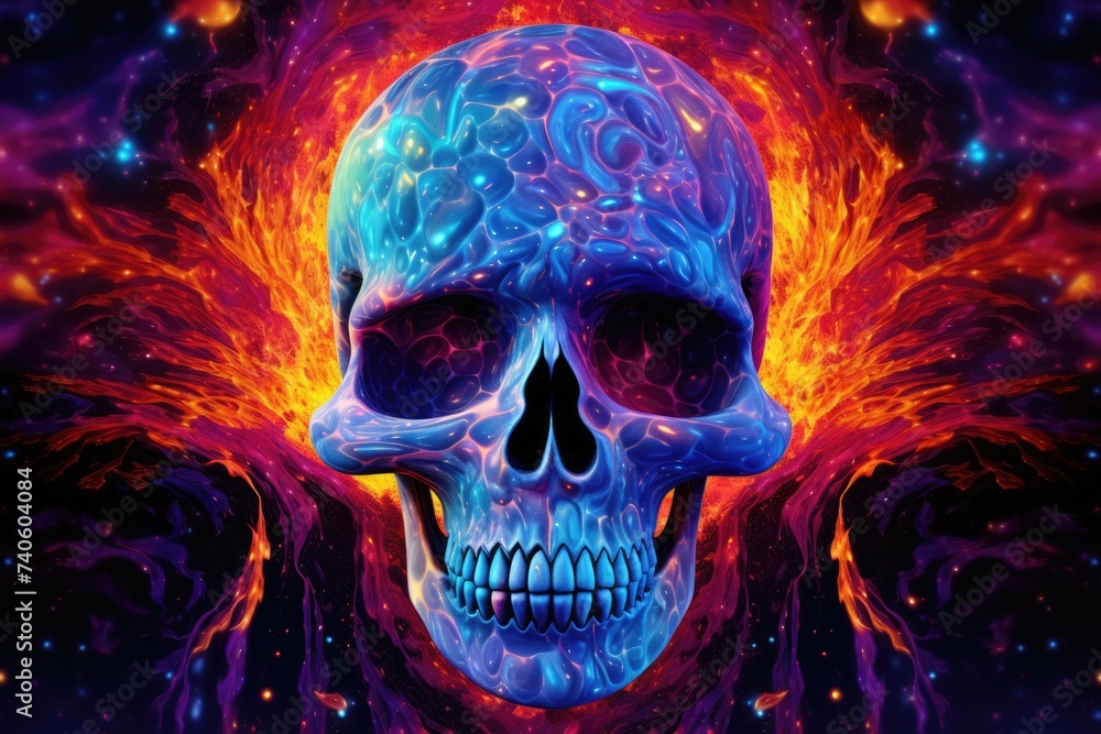 Colourful Hallucinogen: A Psychedelic Human Skull in an Abstract Universe Colourful Hallucinogen: A Psychedelic Human Skull in an Abstract Universe