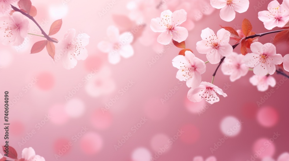 Beautiful Cherry Blossom Background with Pink Hues â€“ A Perfect Springtime Setting with Hints