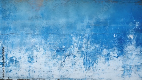 Blue Painted Wall. Unfinished Blue Painted Wall Background with a Vintage Texture © Serhii