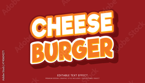 cheese burger food editable 3d text effect template bold typography and abstract style  food logo and fast food brand
