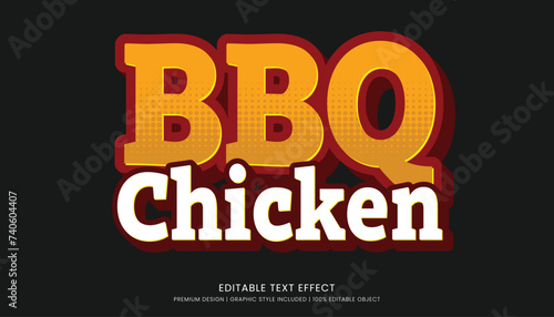 bbq chicken food editable 3d text effect template bold typography and abstract style, food logo and fast food brand