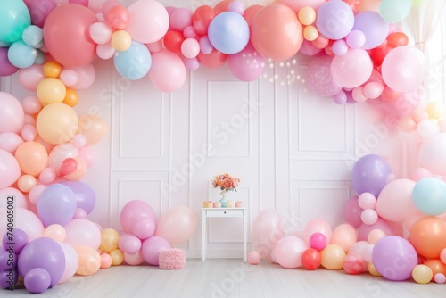 Beautiful Balloon Decor for Birthday and Anniversary Parties. Colorful Background for Summer