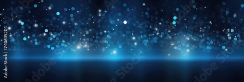 Dark Blue Banner with Bokeh Light and Luxury Background, Perfect for Holiday and Text Illustration