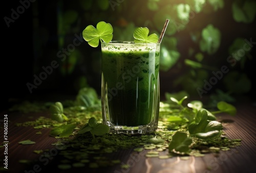 smoothie made with spinach and shamrocks