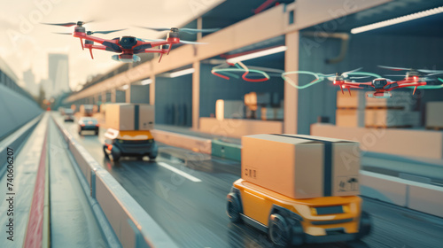 Sistema di consegna completamente automatizzato, con droni e veicoli autonomi