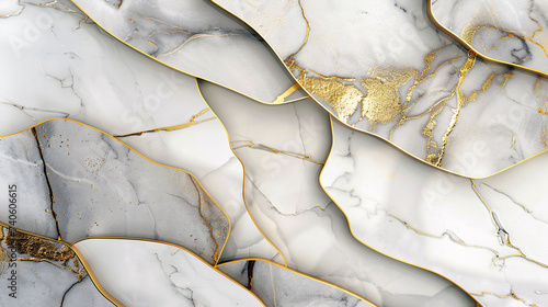 3D rendering of a marble surface with gold foil