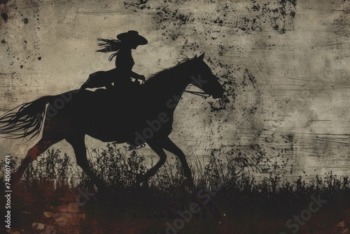Woman on horse silhouette