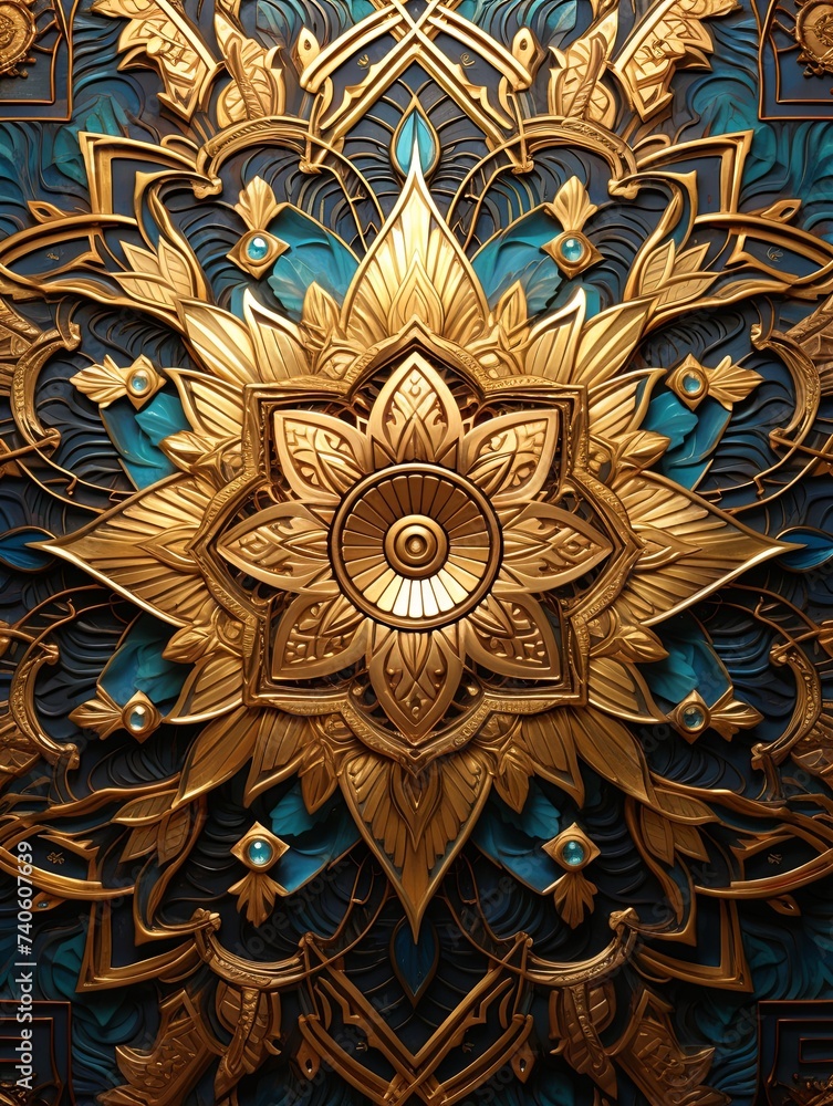 Golden Mandala Glows: Intricate Geometric Art at Golden Hour