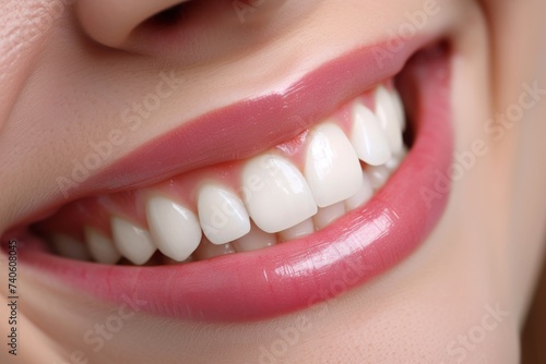 Young woman with a flawless smile after whitening her teeth at the dental clinic representing the concept of dental health