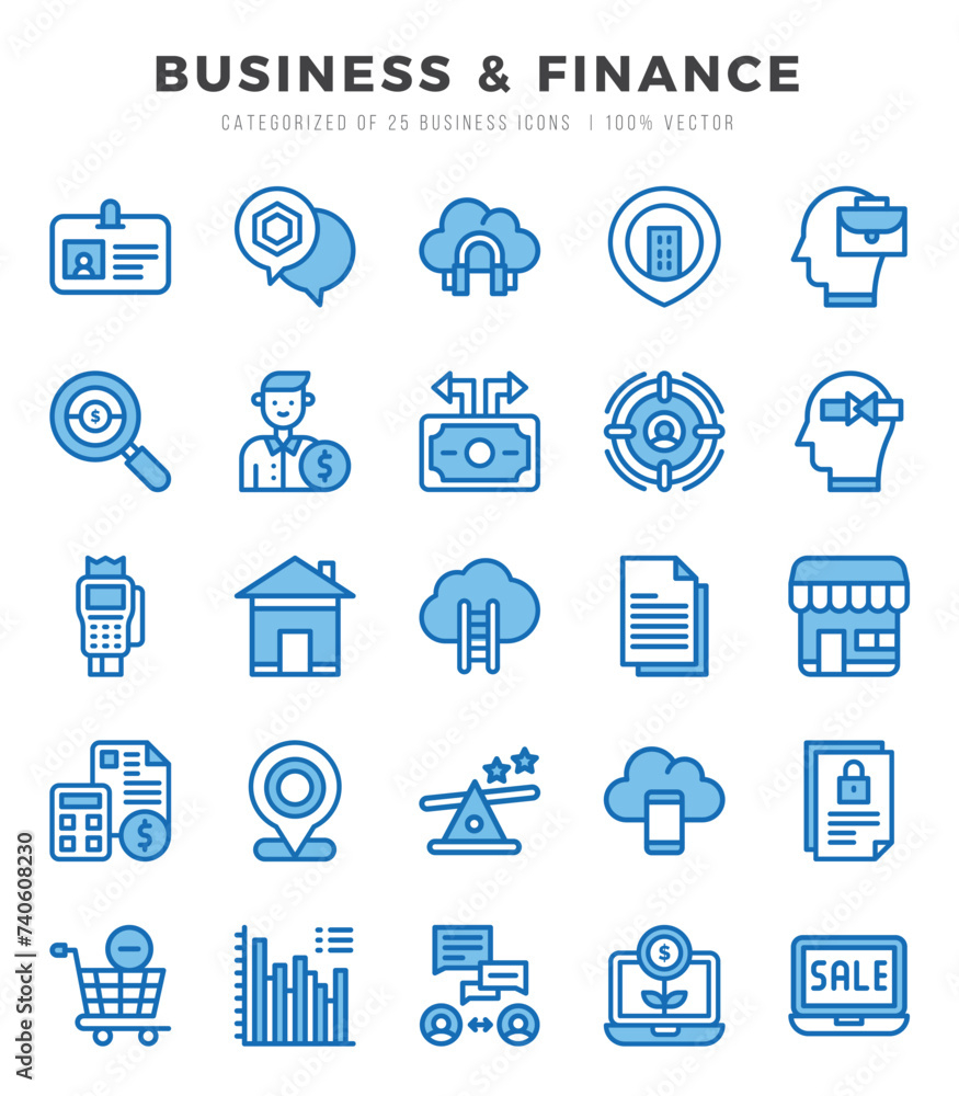 Business & Finance icons Pack. Two Color icons set. Business & Finance collection set. Business & Finance icons Pack. Two Color icons set. Business & Finance collection set.