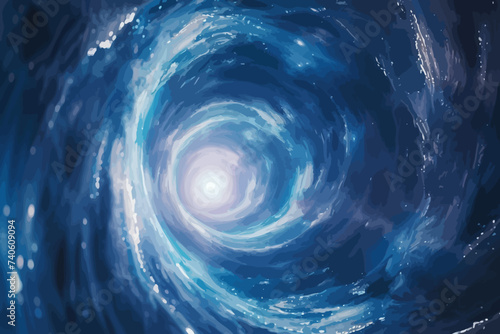 a blue and white swirl with stars in the center