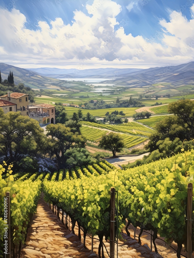 Lush Vineyard Art Gallery: Captivating Countryside Wine Country Scenes