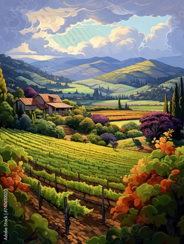 Vineyard Vista: Captivating Countryside Art Impressions © Michael