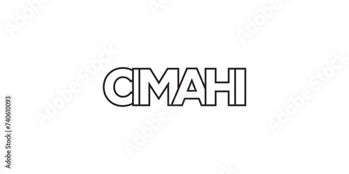 Cimahi in the Indonesia emblem. The design features a geometric style, vector illustration with bold typography in a modern font. The graphic slogan lettering. photo