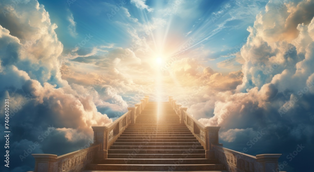 stair leading up to heaven heaven - obrazy, fototapety, plakaty 