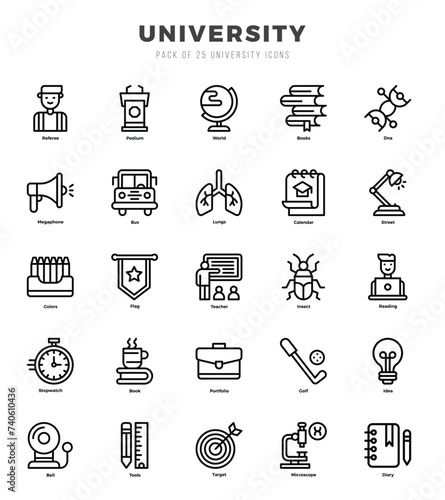 Universityl Icons Pack. Lineal icons set. Lineal icon collection set.