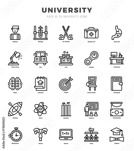 Universityl icons set for website and mobile site and apps.