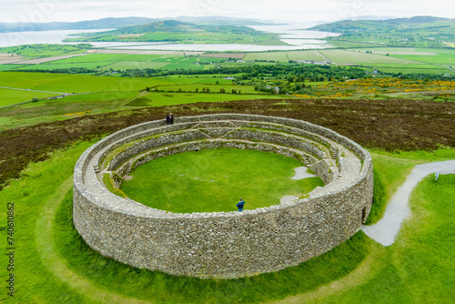 Grianan of Aileach, ancient drystone ring fort, located on top of Greenan Mountain in Inishowen, Co. Donegal, Ireland.