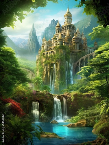 Majestic Jungle Castle: Enchanting Rainforest & Wild Palace Landscapes