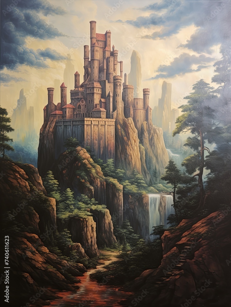 Vintage Medieval Castle and Palace Landscapes - Majestic Wall Art Painting