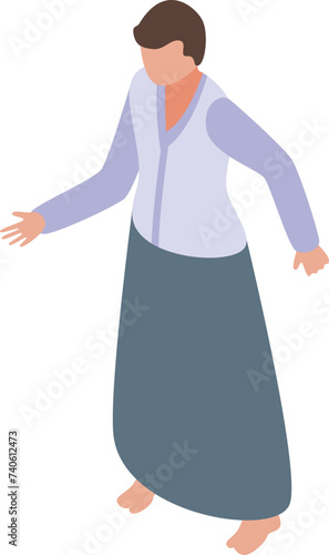 Human aikido motion icon isometric vector. Martial art. Website workout uniform