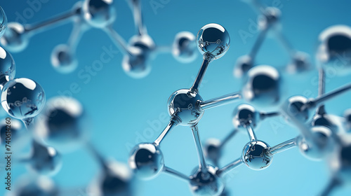Molecular structure on blue background