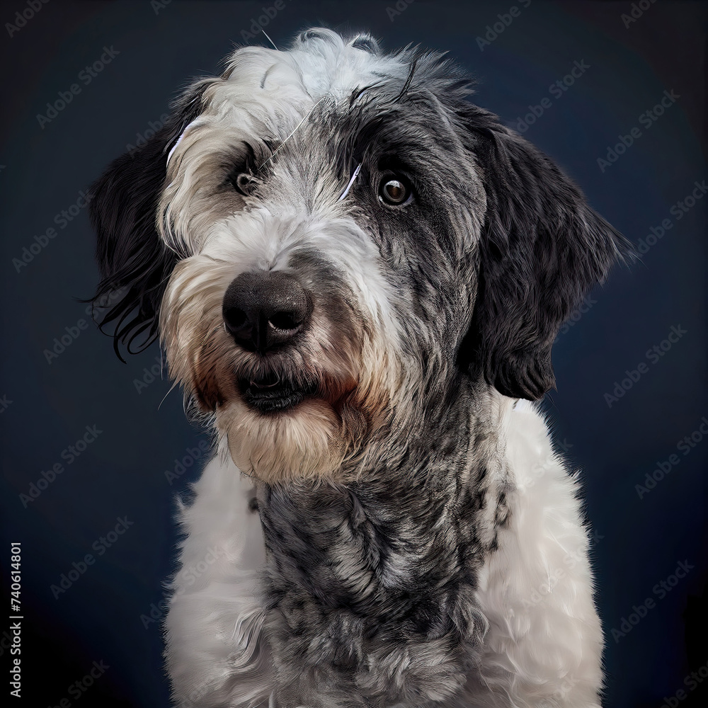 Dalmadoodle Dog Portrait in Professional Studio Setting Dalmadoodle Dog Portrait in Professional Studio Setting