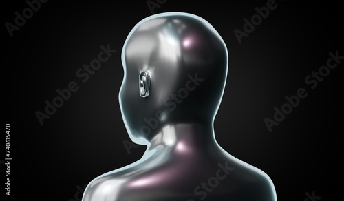 Metallic head shape - 3D illustration