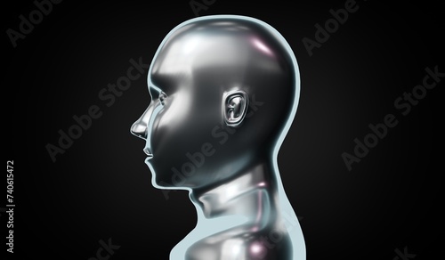 Metallic head shape - 3D illustration