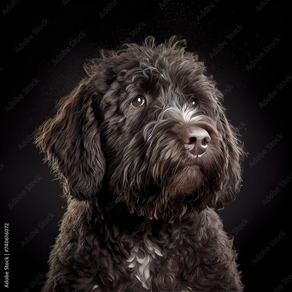 Spanish Water Dog Portrait in Professional Studio Setting Spanish Water Dog Portrait in Professional Studio Setting