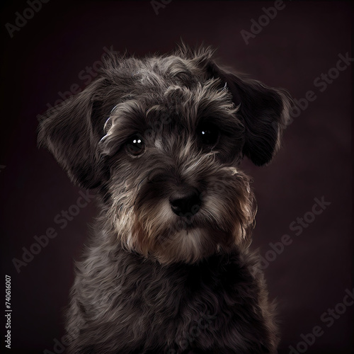Adorable Schnoodle Puppy Portrait in Professional Studio